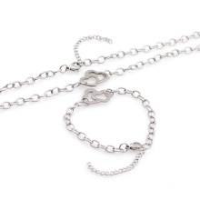 High quality stainless steel silver bracelet necklace jewelry set
